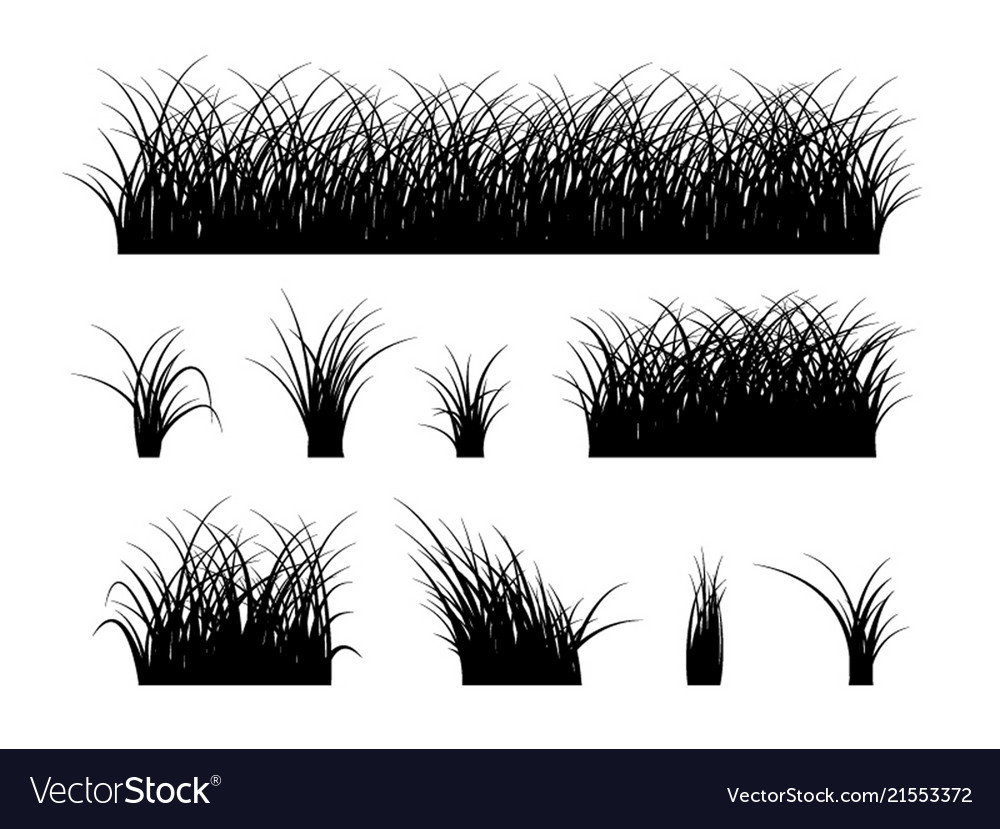 Grass silhouette elements isolated on white