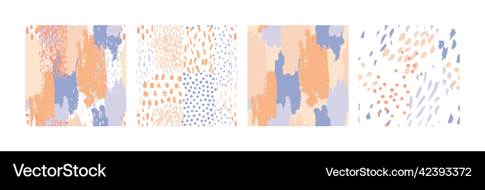 Hand drawn brush strokes seamless pattern set Vector Image