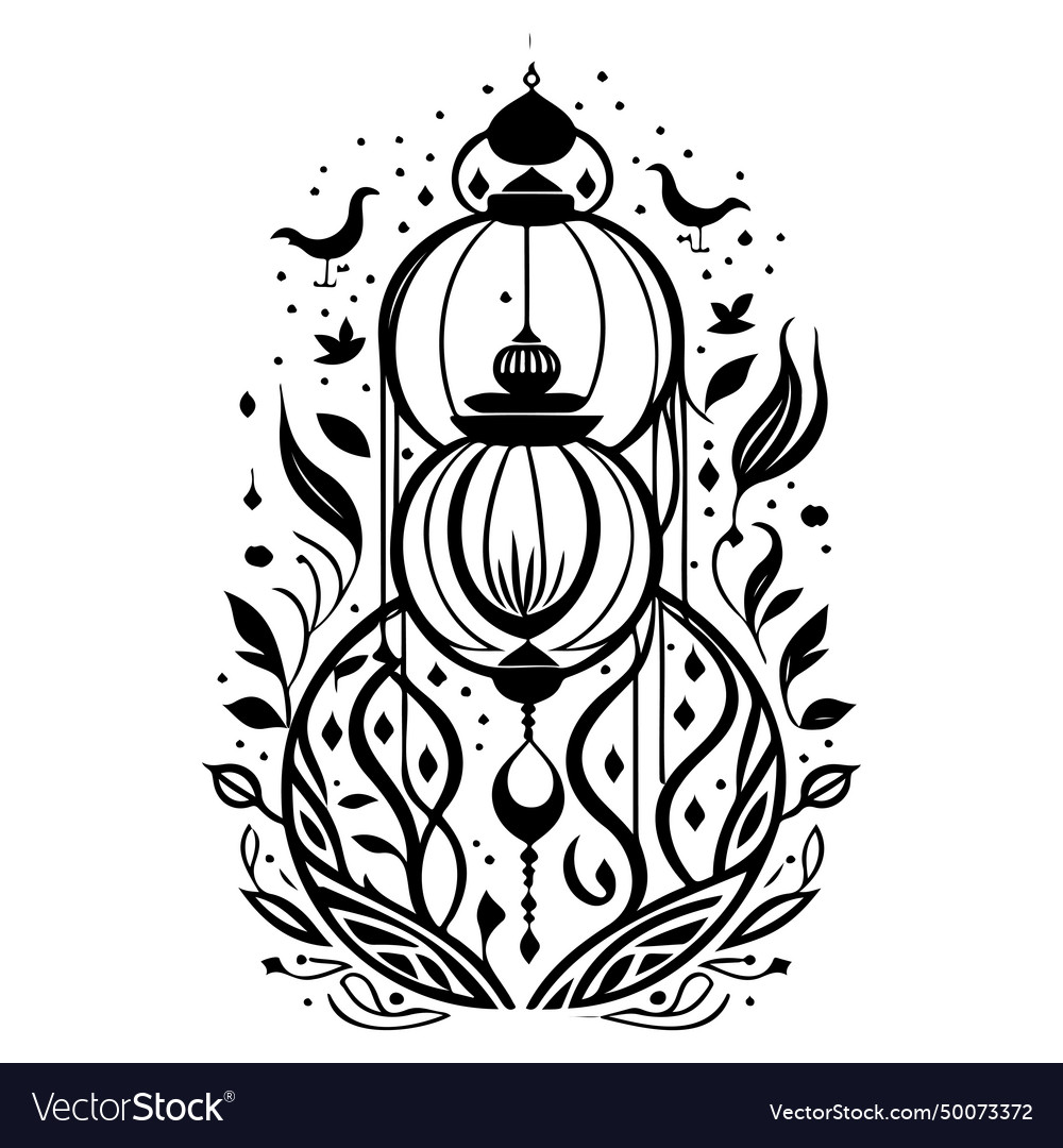 Ramadan eid lantern hanging sketch hand draw Vector Image