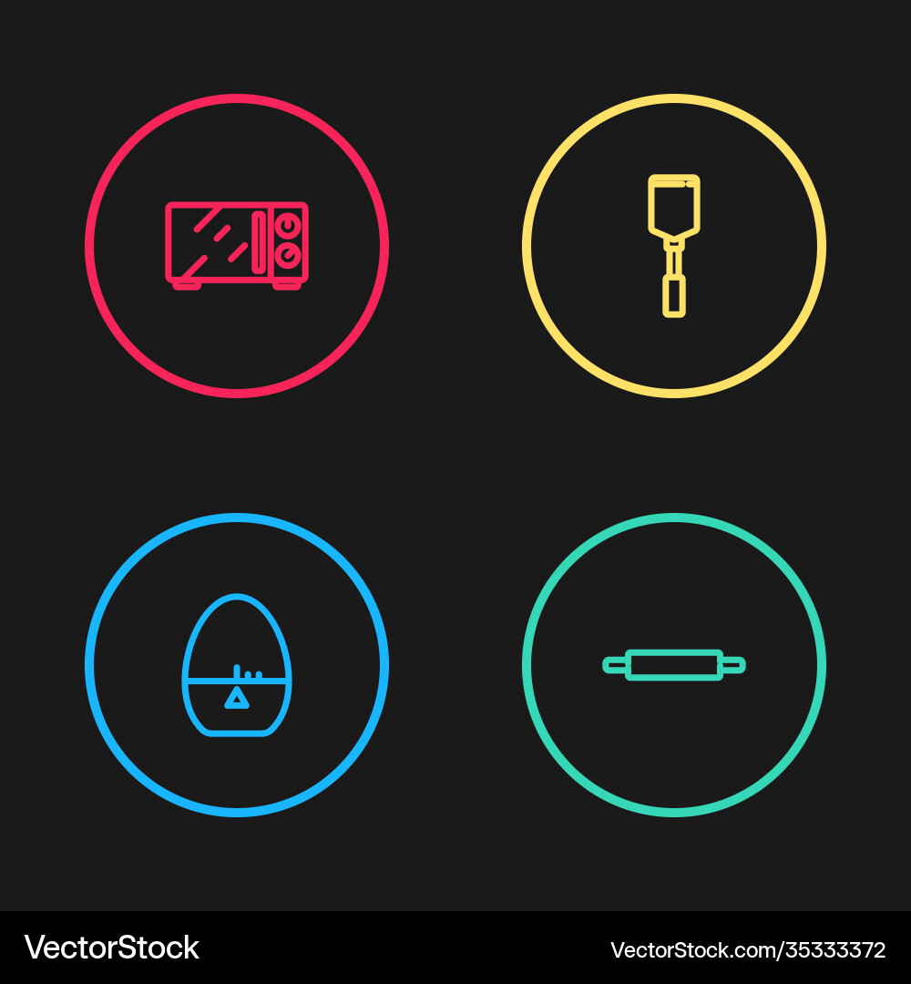 Set line kitchen timer rolling pin spatula Vector Image