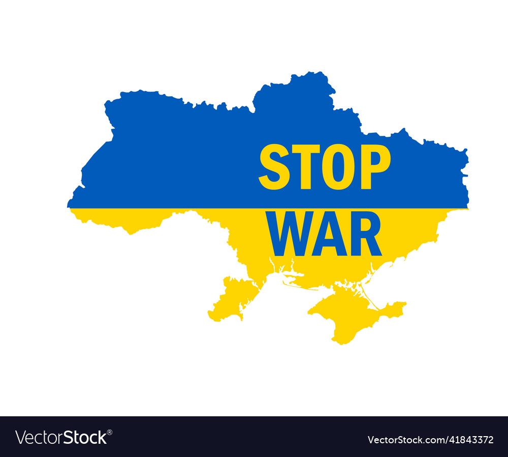 Stop war in ukraine flag map emblem symbol Vector Image