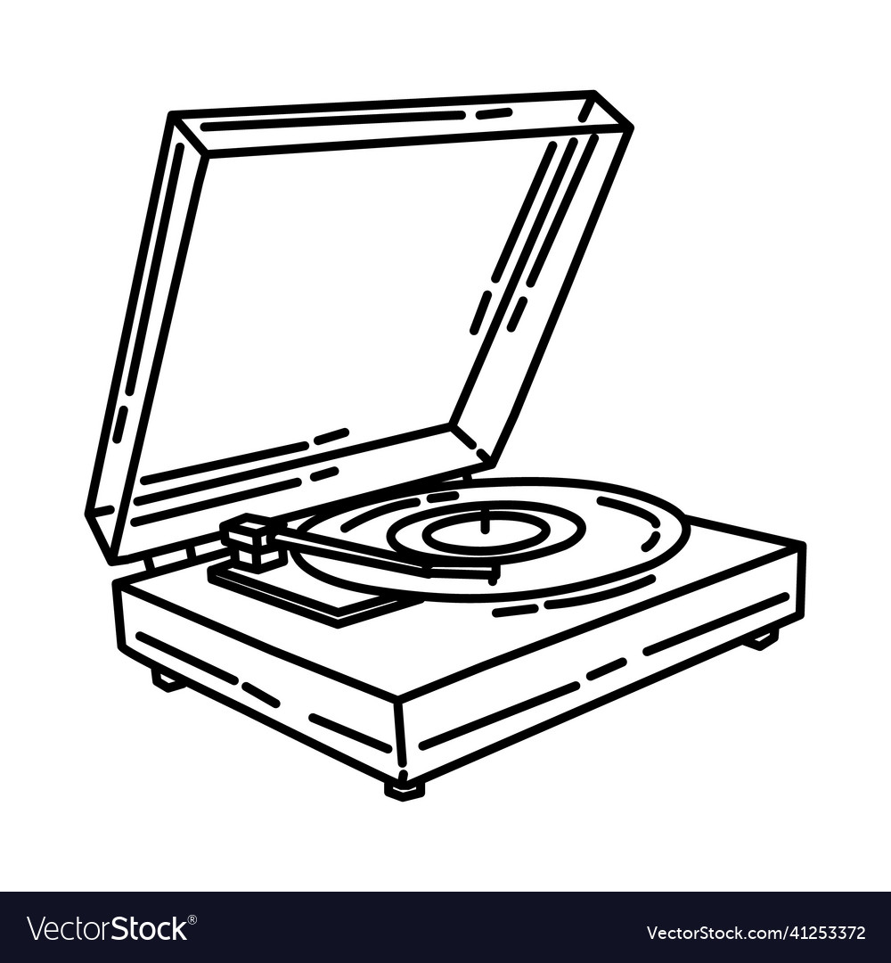 Vinyl player icon doodle hand drawn or outline Vector Image