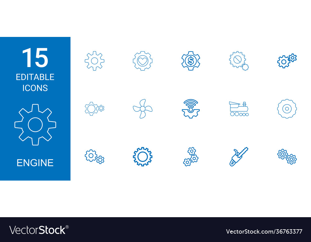 15 engine icons Royalty Free Vector Image - VectorStock