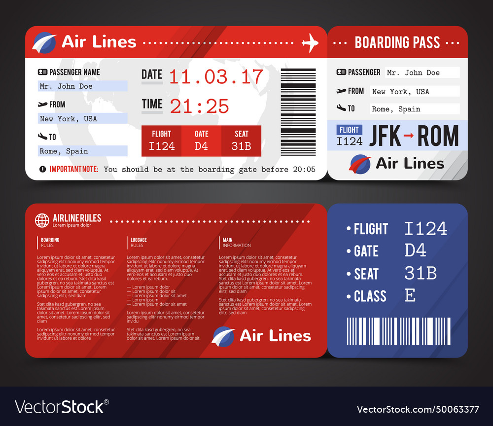 Boarding pass design composition Royalty Free Vector Image