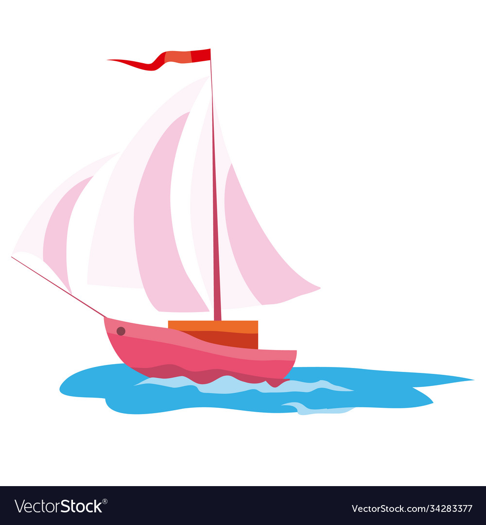 Boat with pink sails lifeboat cartoon isolated Vector Image Boat with pink sails lifeboat cartoon isolated Vector Image