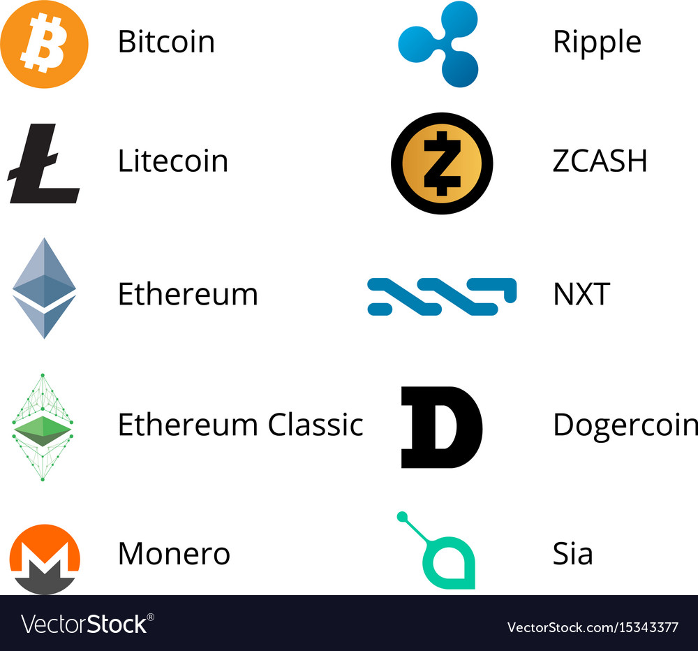 Cryptocurrency Logo Set Royalty Free Vector Image