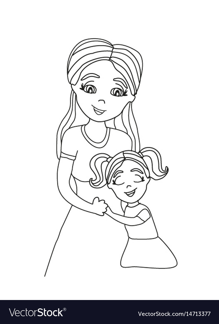 Daughter hugging her mom Royalty Free Vector Image