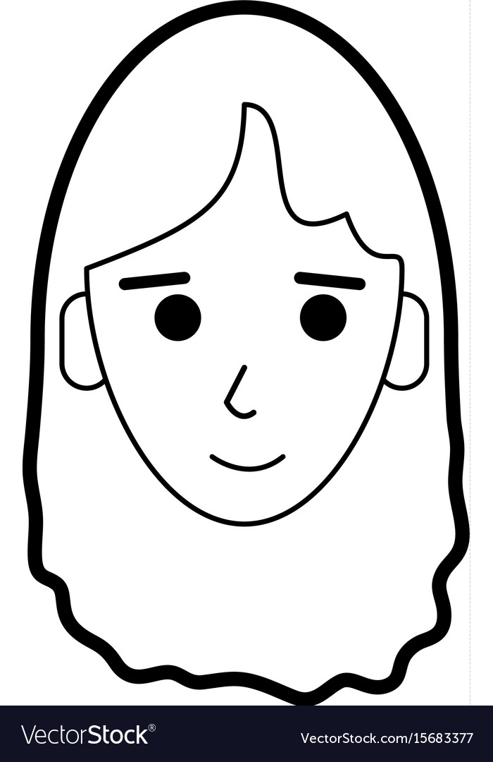 Flat line uncolored woman head with hairstyle Vector Image