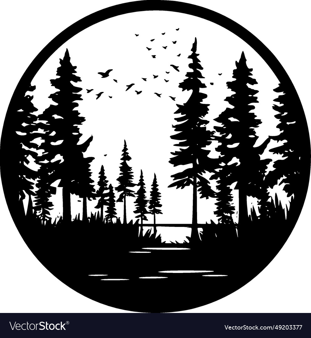 Forest - minimalist and flat logo Royalty Free Vector Image