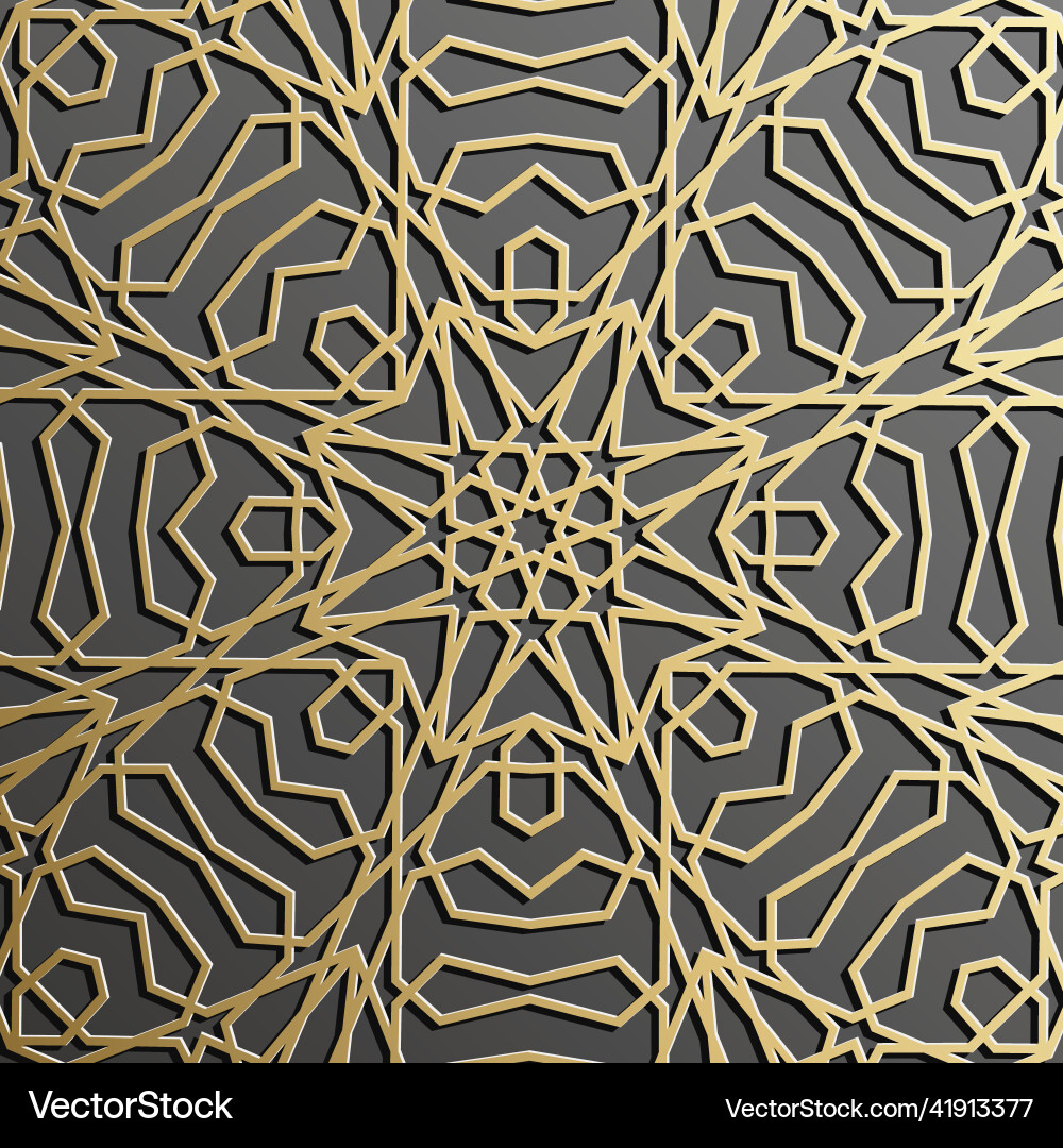 Gold islamic pattern on black background Vector Image