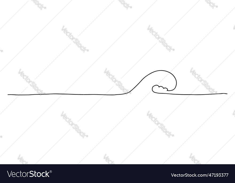 Handdrawn line of a sea wave. Abstract wave drawn with a