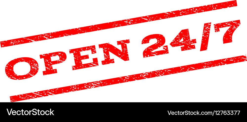 Open 24-7 watermark stamp Royalty Free Vector Image