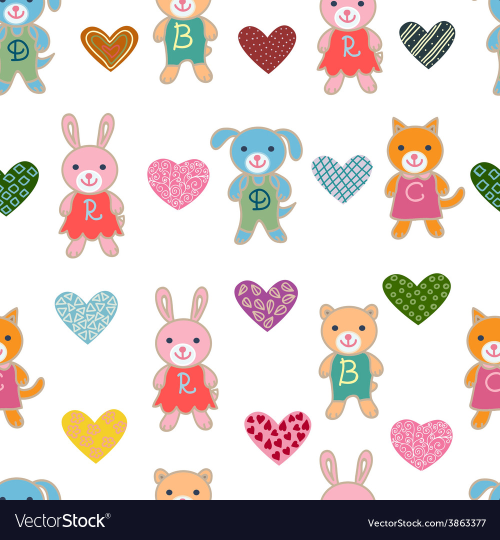 Seamless pattern with baby animals