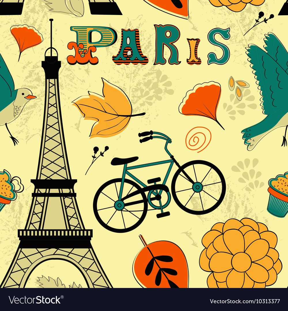 Seamless pattern with eiffel tower Royalty Free Vector Image