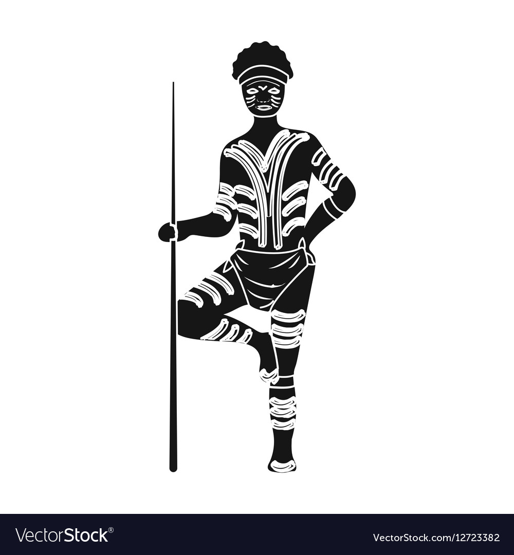 Astralian aborigine icon in black style isolated Vector Image