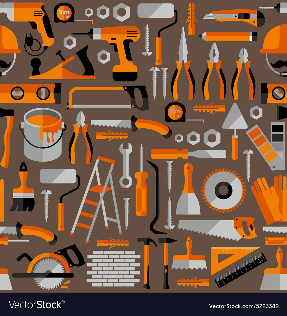 Color seamless pattern of building tools