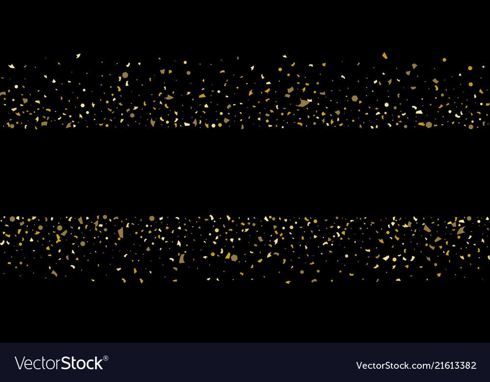 Glitter of golden particles confetti on a black