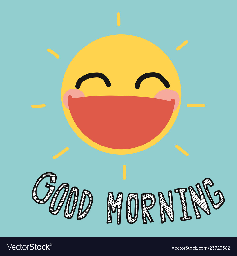 Good morning sun smile cute cartoon Royalty Free Vector