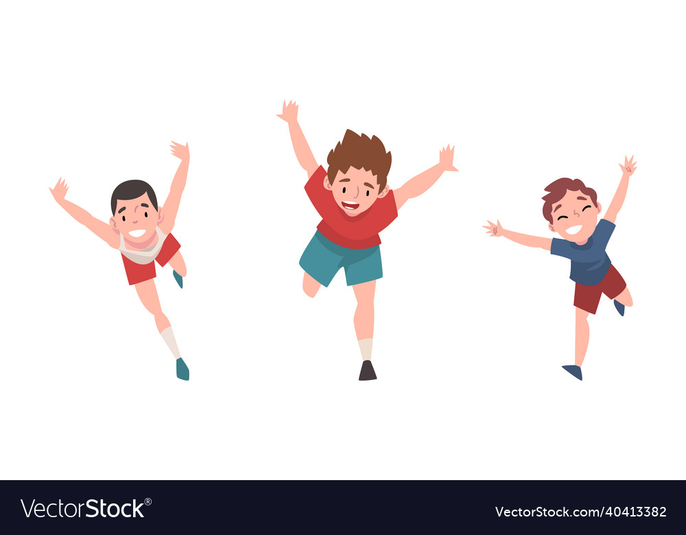 Smiling kid running with outstretched arms Vector Image