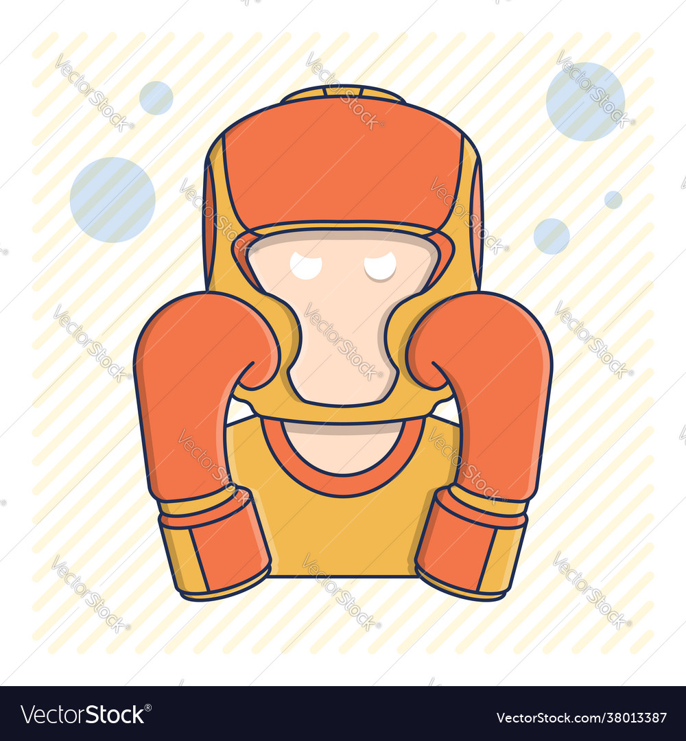 Color icon athlete in protective boxing helmet