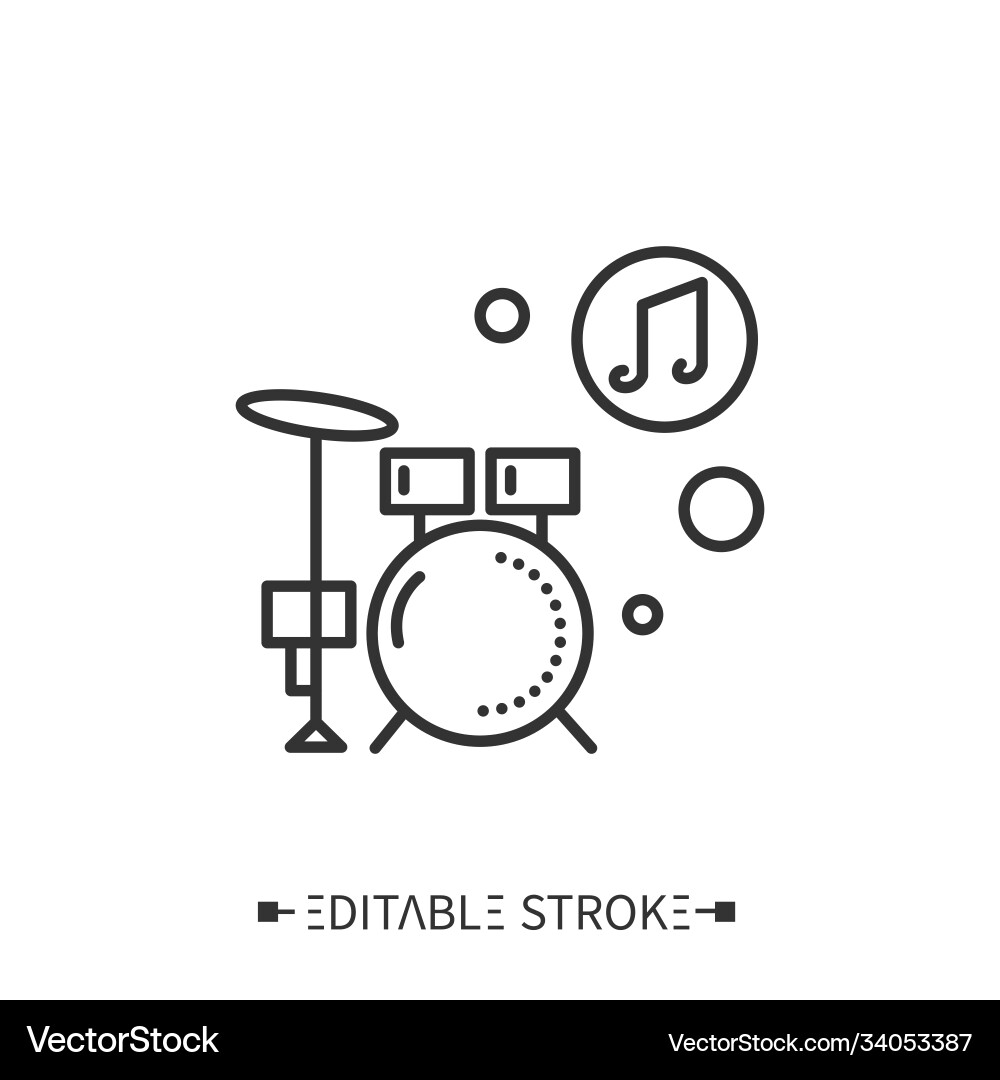 Drum kit line icon editable Royalty Free Vector Image