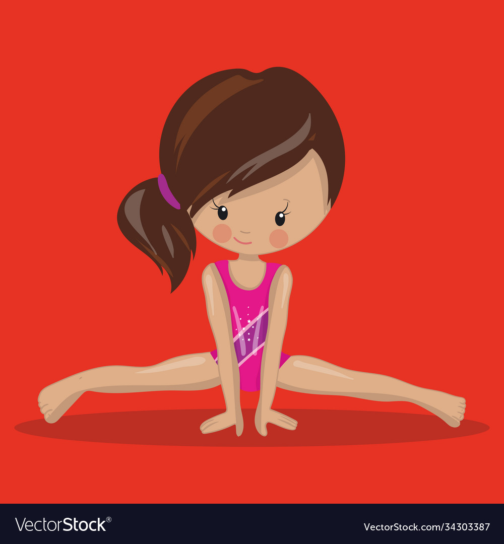 Gymnastic girls brown full split 01 Royalty Free Vector