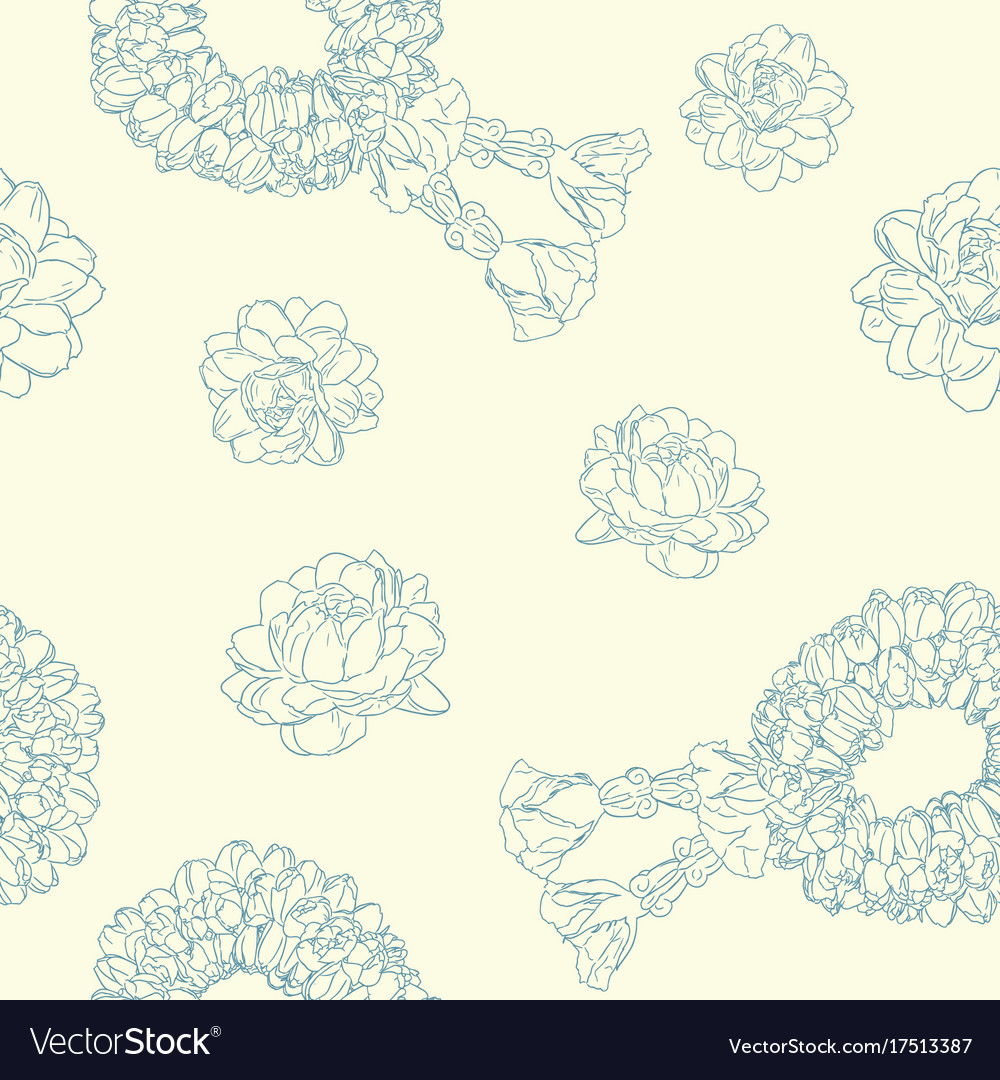 Jasmine flower and garland seamless pattern Vector Image