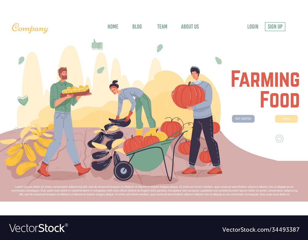 Landing page promoting ecological farming food Vector Image