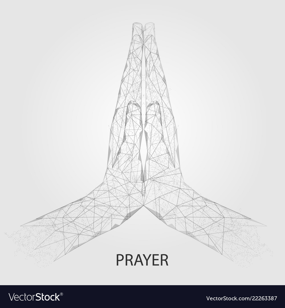 Praying hands geometric polygonal art Royalty Free Vector