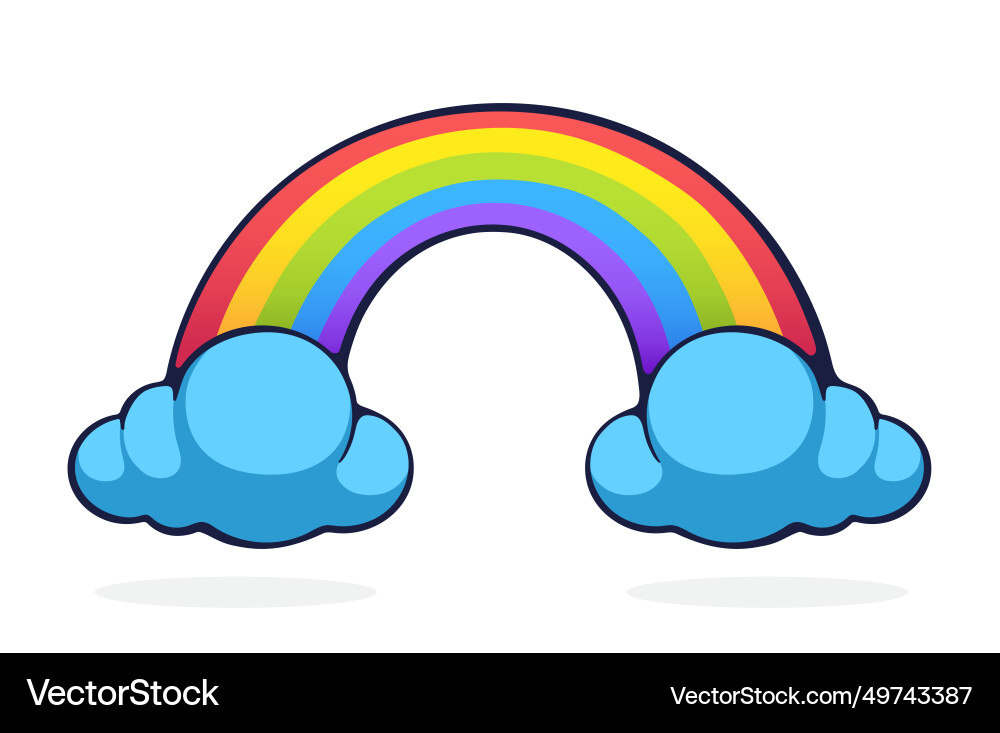 Rainbow with two clouds hand drawn Royalty Free Vector Image