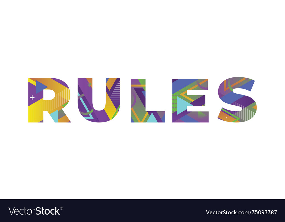 Rules concept retro colorful word art Royalty Free Vector