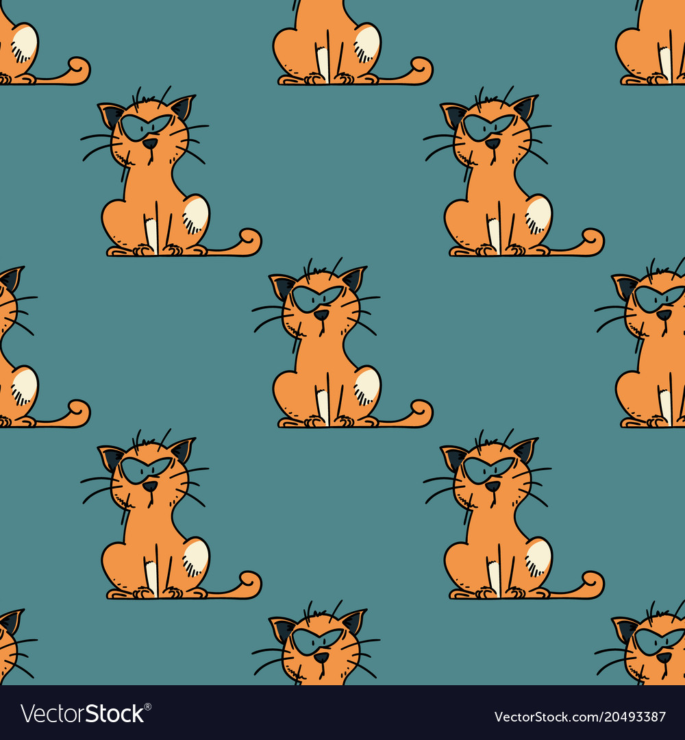 Suspicious cat seamless pattern