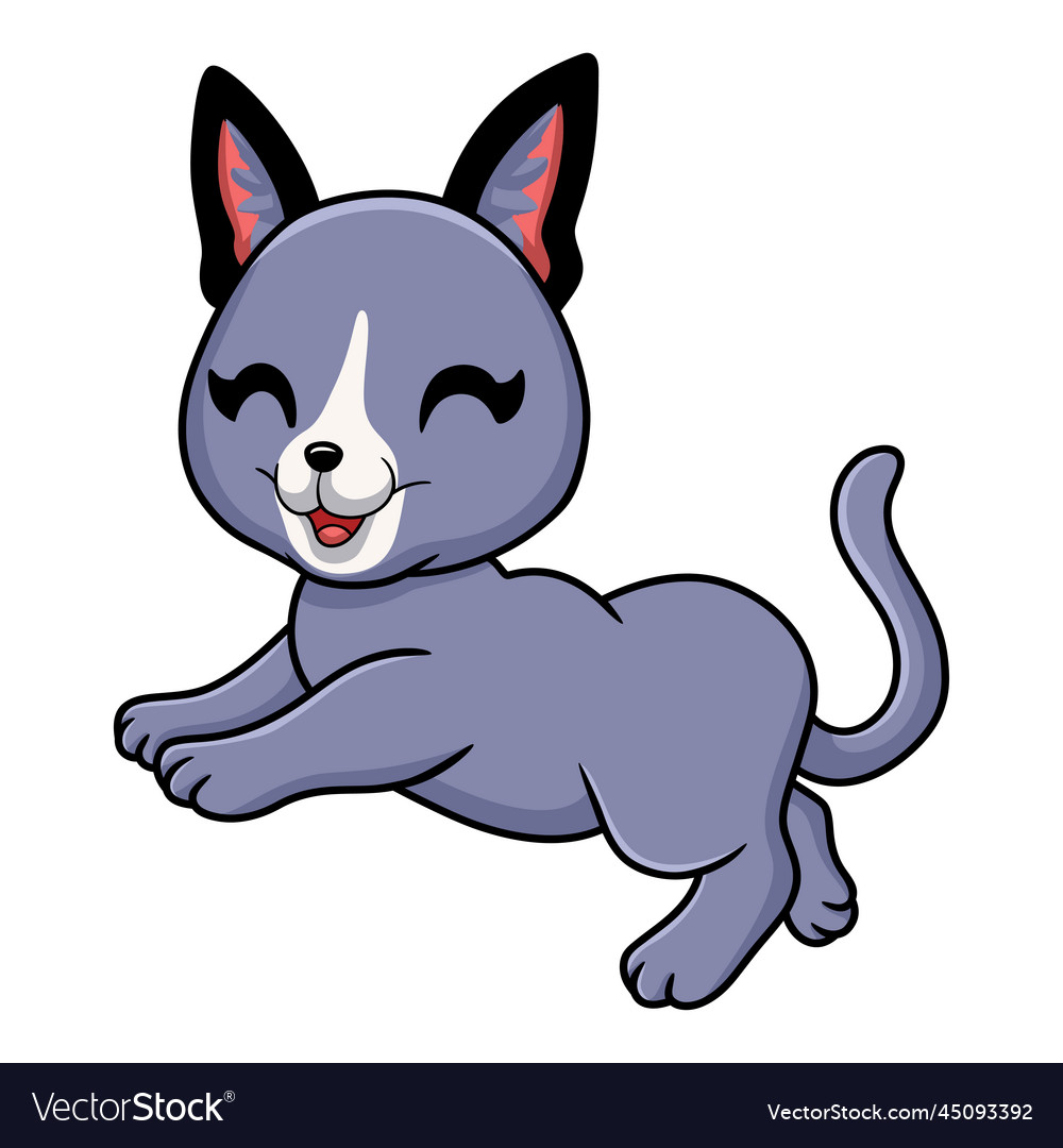 Cute russian blue cat cartoon Royalty Free Vector Image