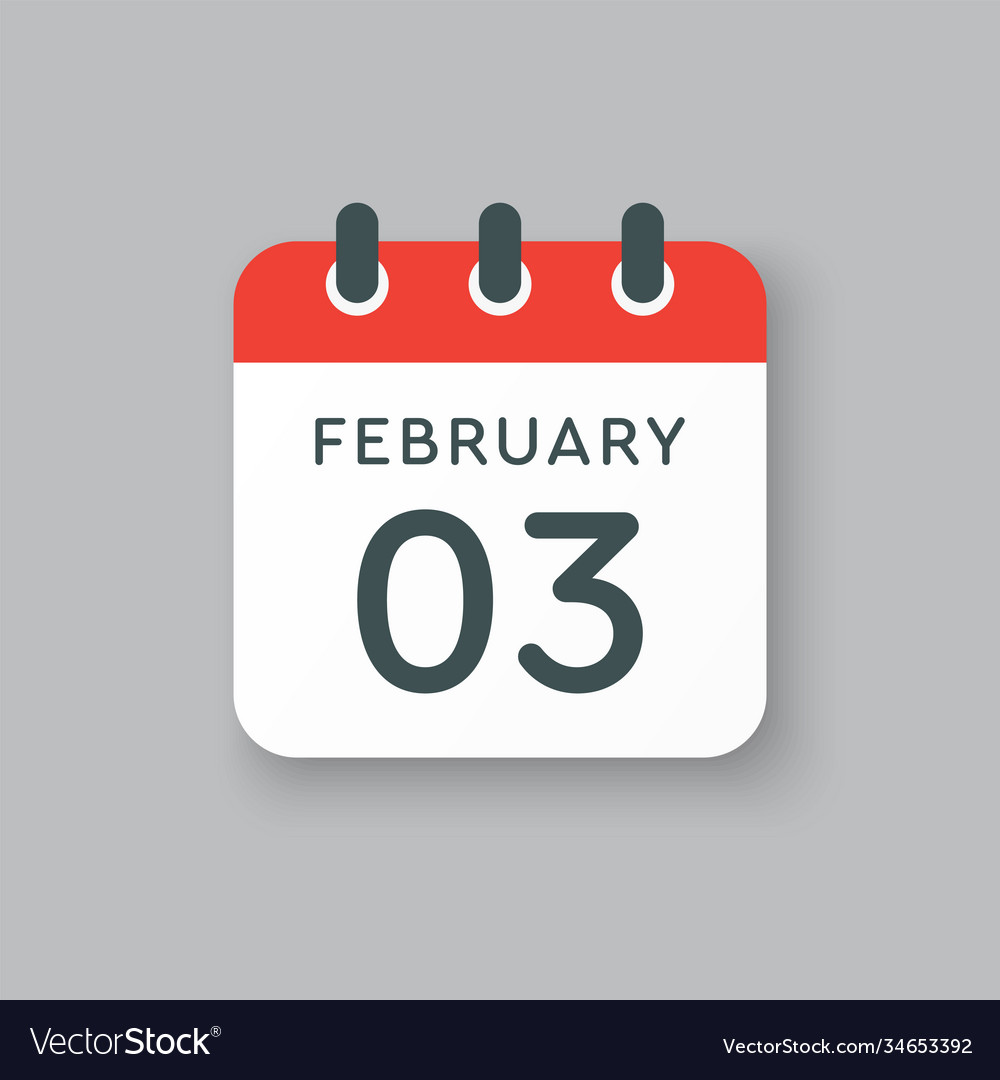 Icon day date 3 february template calendar page Vector Image