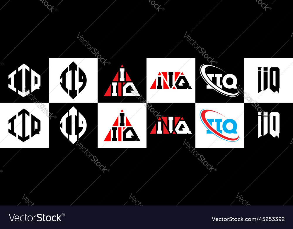 Iiq letter logo design in six style polygon Vector Image