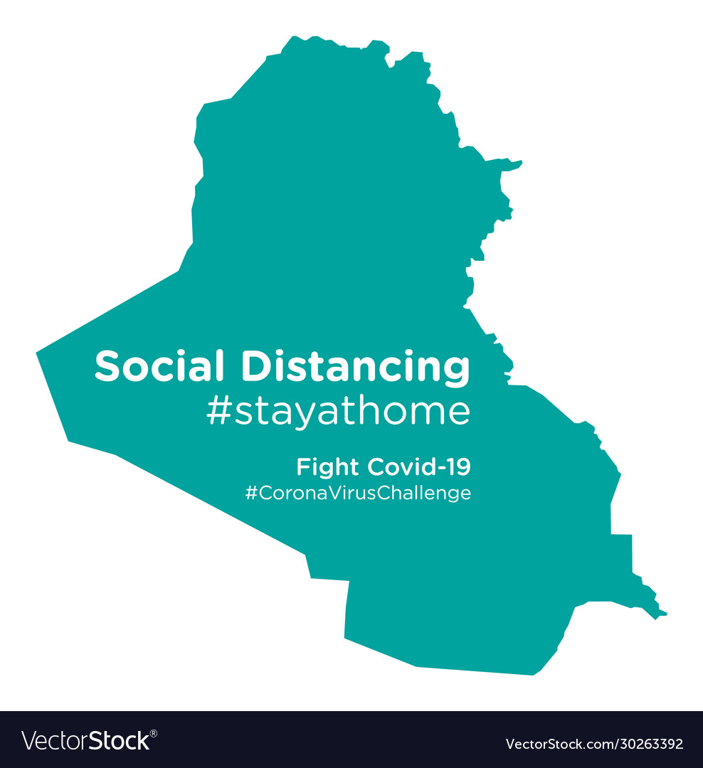 Iraq map with social distancing stayathome tag