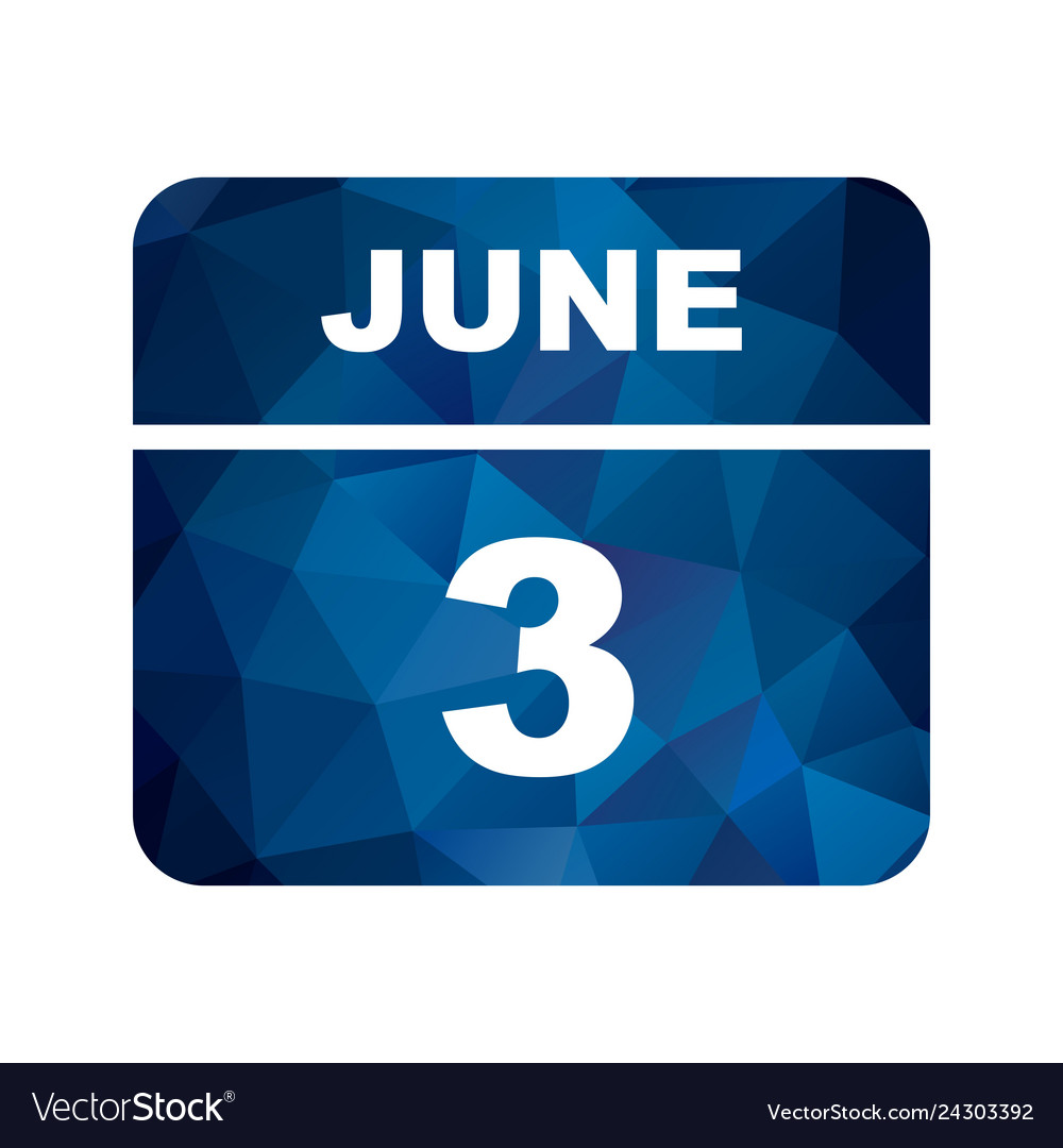 June 3rd date on a single day calendar Royalty Free Vector