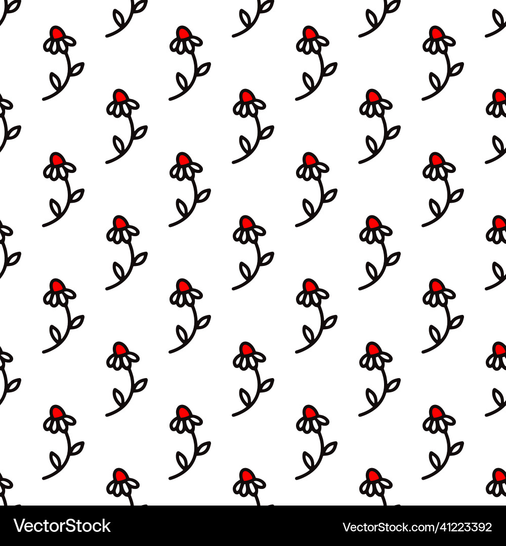 Seamless linear pattern with chamomile flowers Vector Image