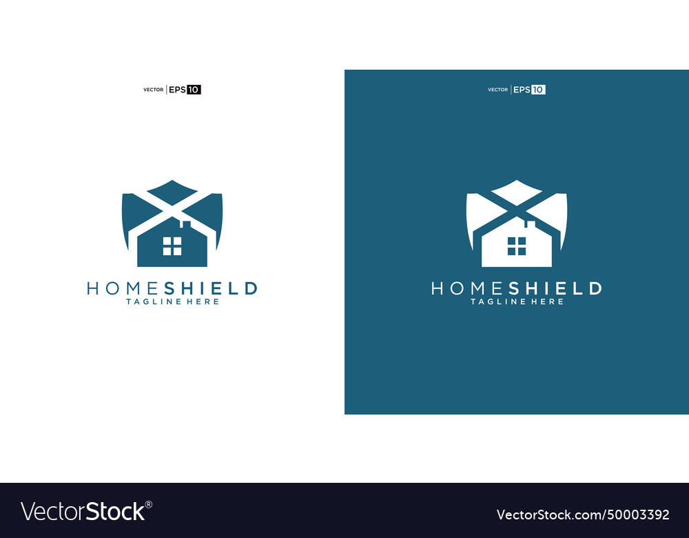 Shield and home icon logo security key