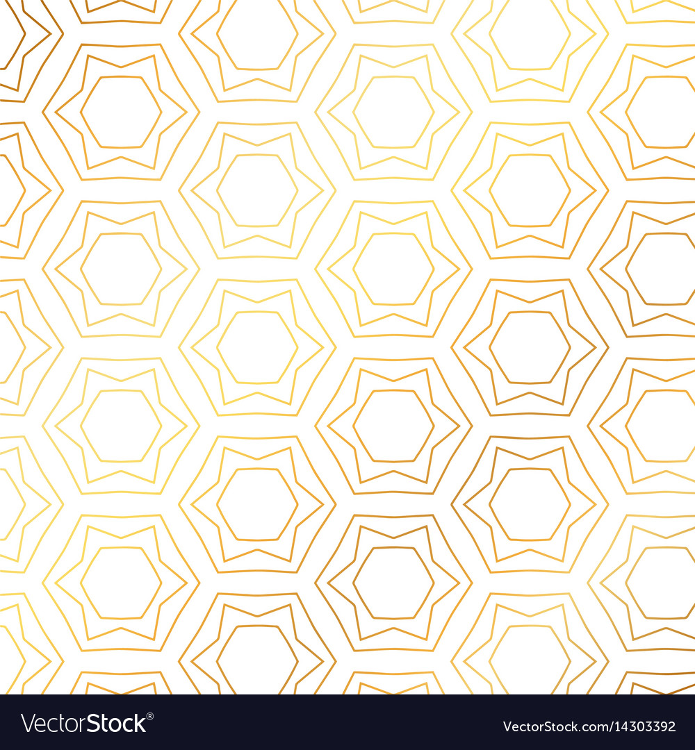 Star and hexagon shapes golden pattern background Vector Image