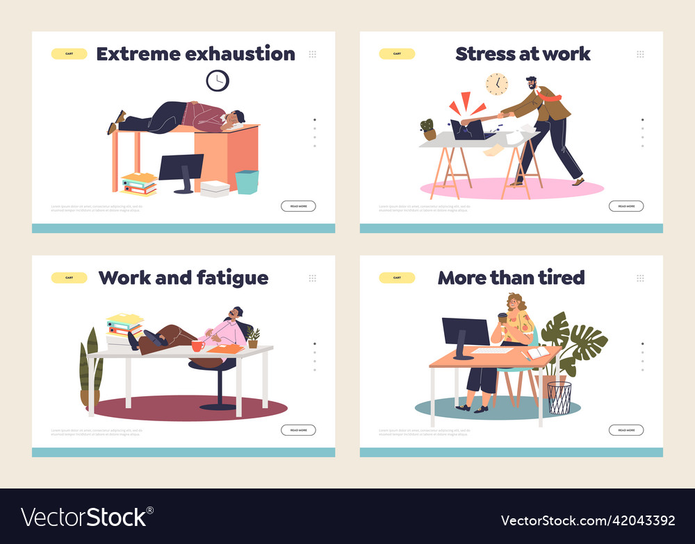 Tired People With Fatigue And Exhaustion Vector Image