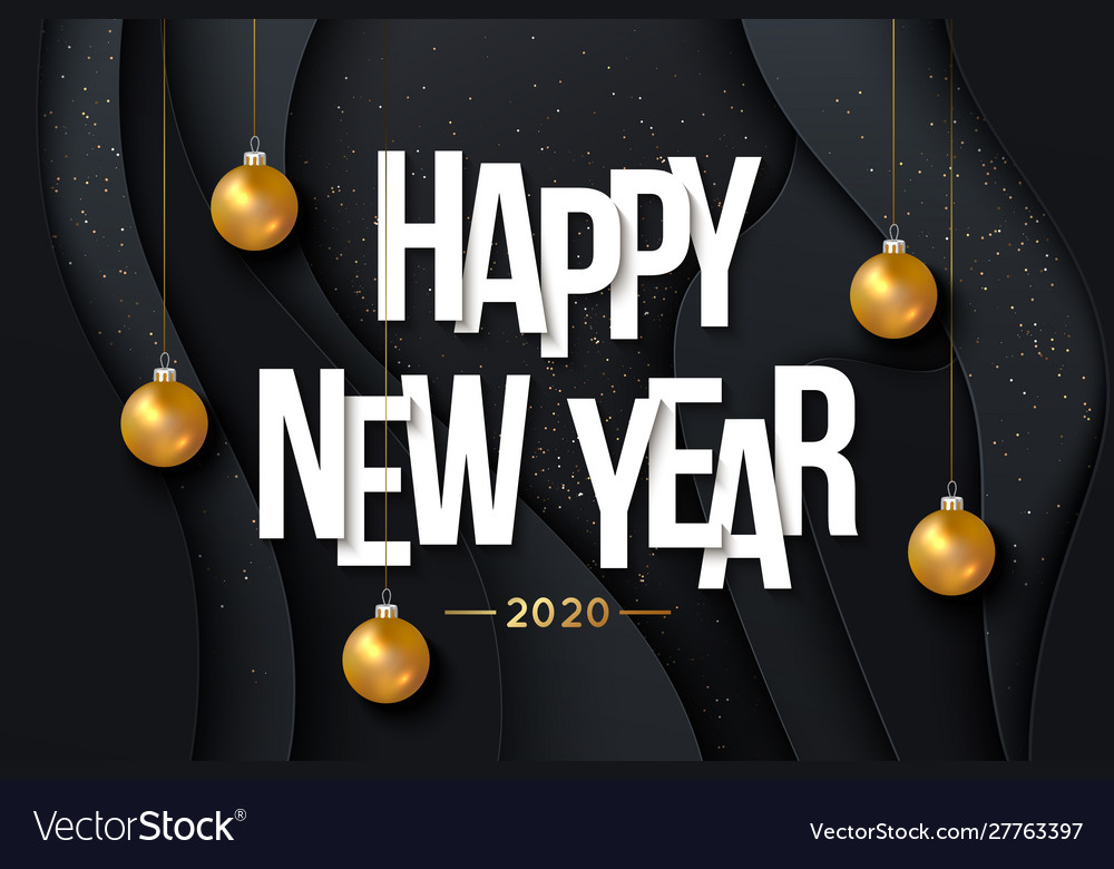 2020 happy new year background with hanging gold Vector Image