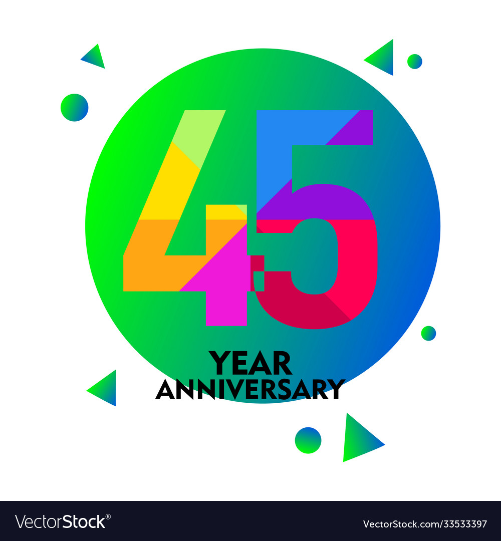 45 year anniversary template design Royalty Free Vector