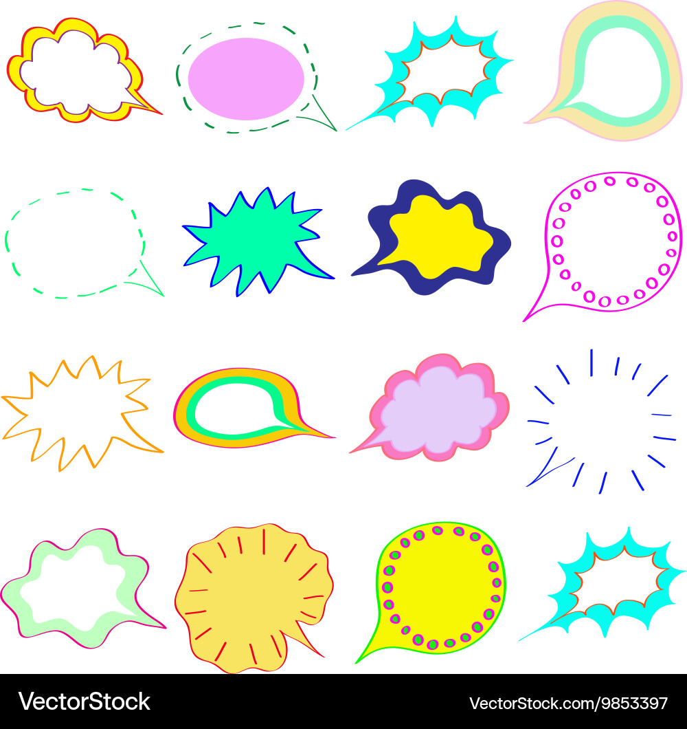 Blank empty colorful speech bubbles clouds set Vector Image