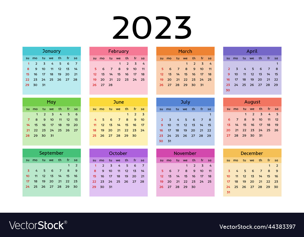 Calendar for 2023 isolated on a white background Vector Image