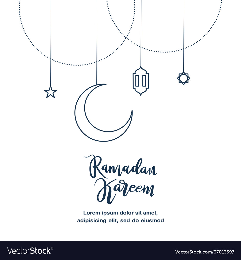 Cute ramadan kareem greeting flat Royalty Free Vector Image