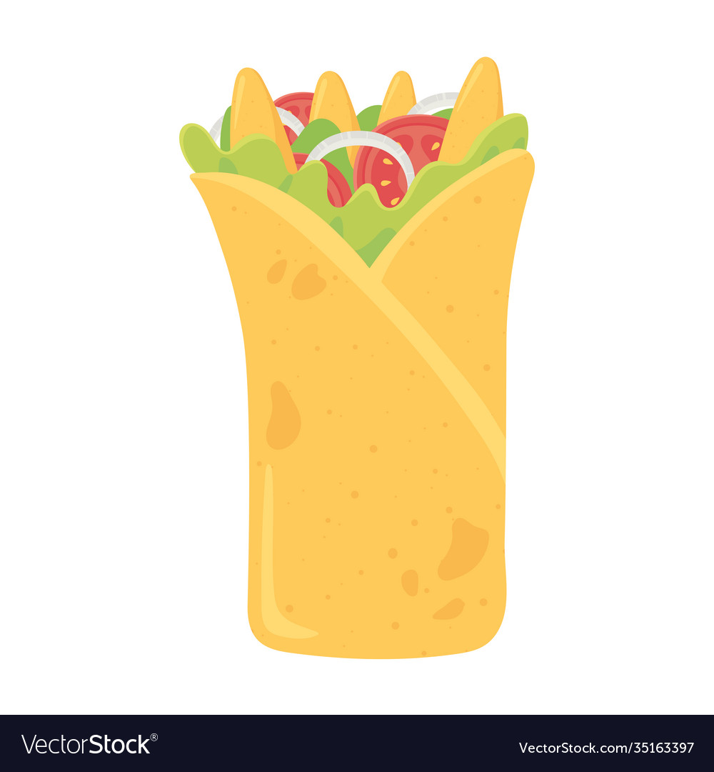 Fast food mexican burrito with vegetable Vector Image