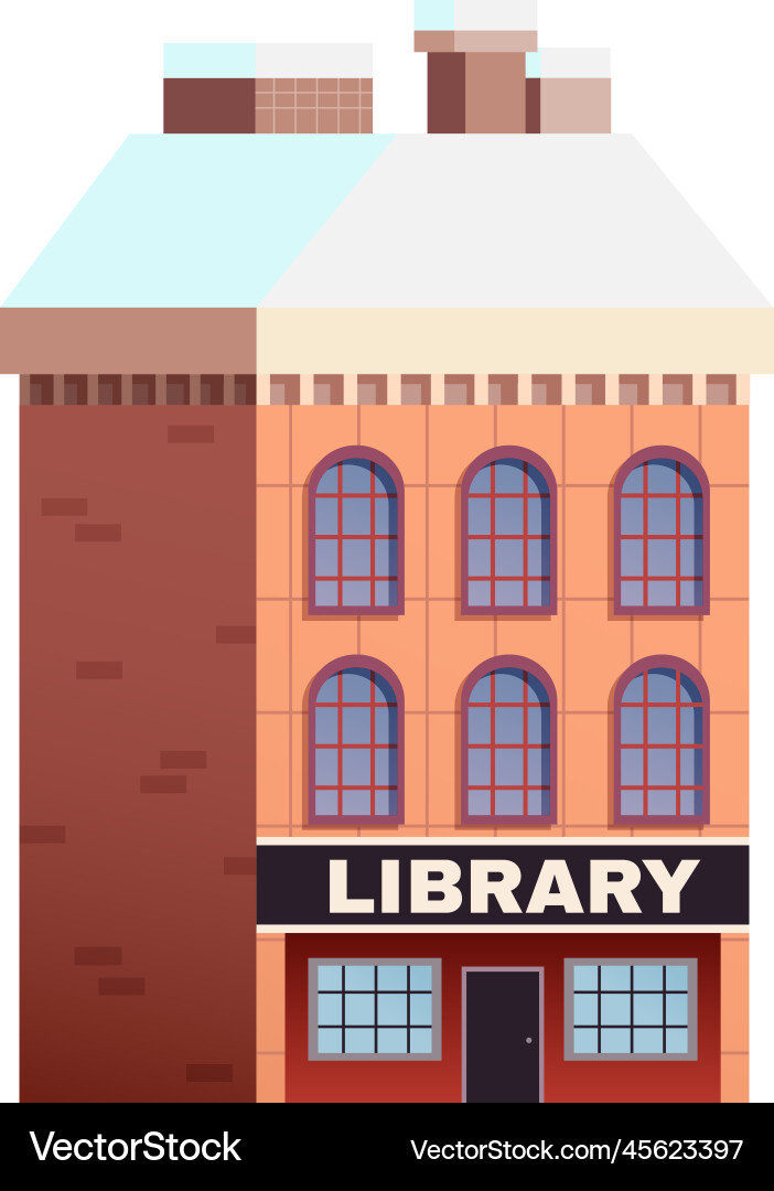 Flat winter building Royalty Free Vector Image