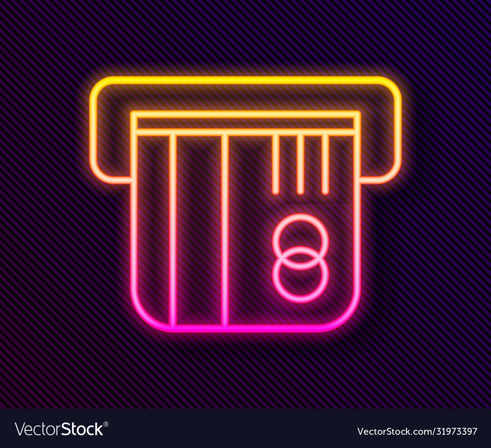 Glowing neon line credit card icon isolated