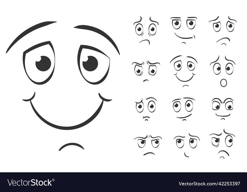 Hand draw emotions scribble doodle funny faces Vector Image